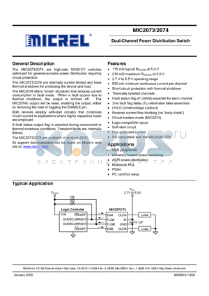 MIC2073-2YM datasheet - Dual-Channel Power Distribution Switch