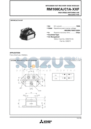 RM100CA-XXF datasheet - HIGH SPEED SWITCHING USE INSULATED TYPE