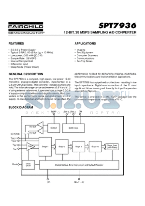 SPT7936SCT datasheet - 12-BIT, 28 MSPS SAMPLING A/D CONVERTER