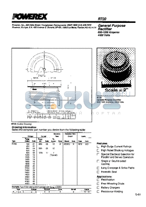 R720 datasheet - General Purpose Rectifier (600-1200 Amperes Average 4400 Volts)