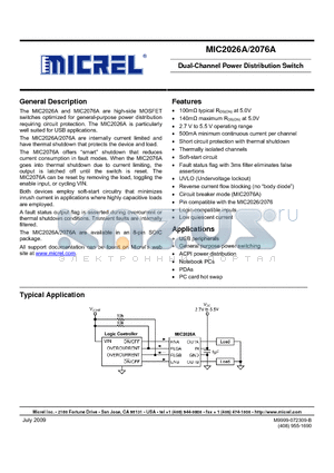 MIC2076A-2YM datasheet - Dual-Channel Power Distribution Switch