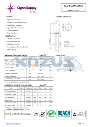 OSV5YL5111A datasheet - 5mm Round Violet LED