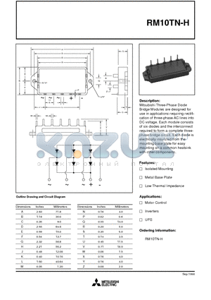 RM10TN-H datasheet - Three-Phase Diode Bridge Modules