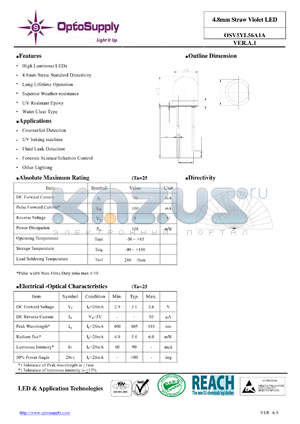 OSV5YL56A1A_12 datasheet - 4.8mm Straw Violet LED