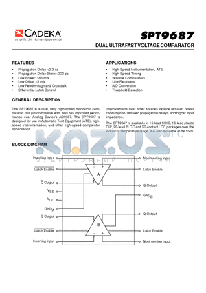 SPT9687SIP datasheet - DUAL ULTRAFAST VOLTAGE COMPARATOR