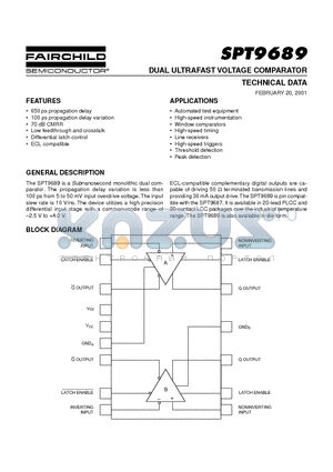 SPT9689AIP datasheet - DUAL ULTRAFAST VOLTAGE COMPARATOR