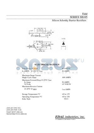 SB105 datasheet - Silicon Schottky Barrier Rectifiers