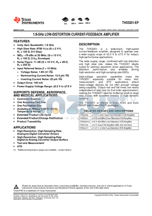 THS3201MDGNREP datasheet - 1.8-GHz LOW-DISTORTION CURRENT-FEEDBACK AMPLIFIER