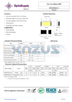 OSW33014C1A datasheet - 3.0 x 1.4 x 0.8mm SMD