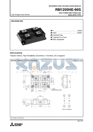 RM1200HE-66S datasheet - HIGH VOLTAGE DIODE MODULE HIGH POWER SWITCHING USE INSULATED TYPE