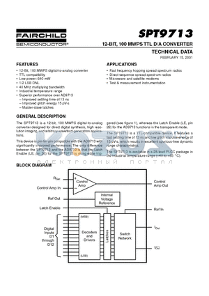 SPT9713 datasheet - 12-BIT, 100 MWPS TTL D/A CONVERTER