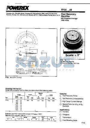 R7221408 datasheet - Fast Recovery Rectifier (800Amperes Average 1600 Volts)