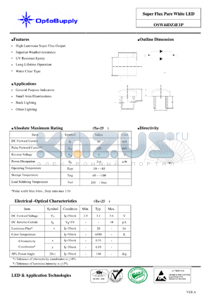 OSW44DZ4E1P datasheet - Super Flux Pure White LED