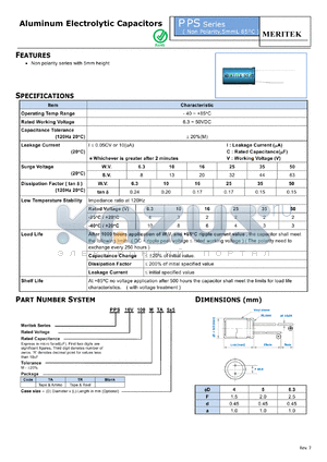 NPS datasheet - Aluminum Electrolytic Capacitors