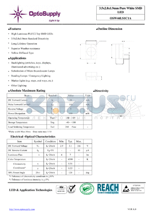 OSW44LS1C1A_12 datasheet - 3.5x2.8x1.9mm Pure White SMD LED