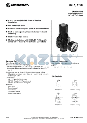 R72G datasheet - Pressure Regulator