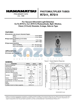 R7311 datasheet - PHOTOMULTIPLIER TUBES