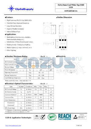 OSW44TS4C1A datasheet - 5x5x1.5mm Cool White Top SMD LED