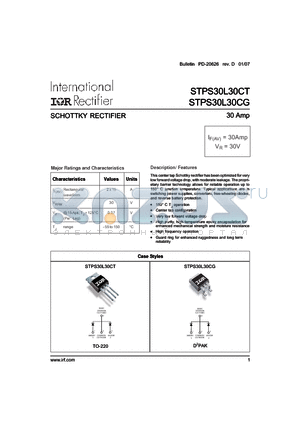 SPTS30L30CTTRRPBF datasheet - SCHOTTKY RECTIFIER