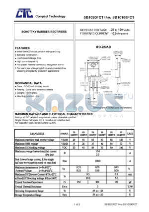 SB1060FCT datasheet - SCHOTTKY BARRIER RECTIFIERS