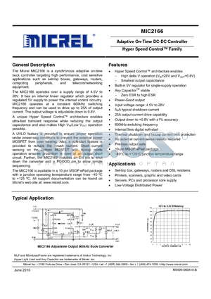 MIC2166 datasheet - Adaptive On-Time DC-DC Controller