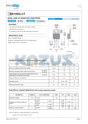 SB1060LCT datasheet - DUAL LOW VF SCHOTTKY RECTIFIER