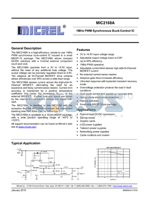 MIC2168ABMM datasheet - 1MHz PWM Synchronous Buck Control IC