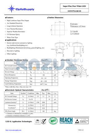 OSW57LZ4E1D datasheet - Super Flux Pure White LED