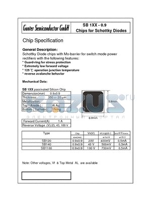 SB1100-0.9 datasheet - Chips for Schottky Diodes