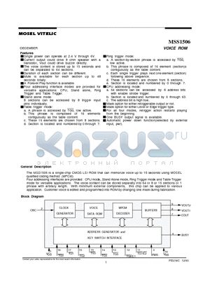 MSS1506 datasheet - VOICE ROM