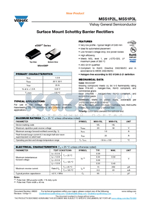 MSS1P2L_11 datasheet - Surface Mount Schottky Barrier Rectifiers