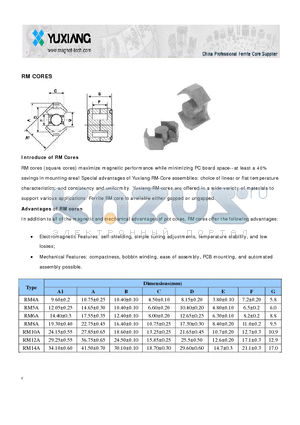 RM14A datasheet - RM CORES