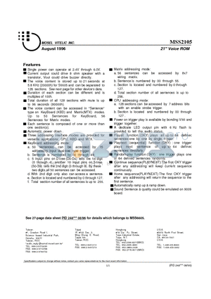 MSS2105 datasheet - 21 Voice ROM