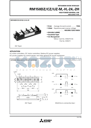 RM150DZ-24 datasheet - HIGH POWER GENERAL USE INSULATED TYPE