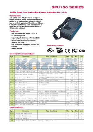 SPU130-203 datasheet - 130W Desk Top Switching Power Supplies For I.T.E.
