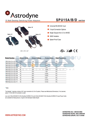 SPU15A-105 datasheet - 15 Watt Desktop Switching Power Adapters