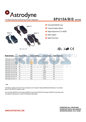 SPU15A-111 datasheet - 15 Watt Desktop Switching Power Adapters