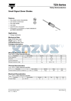 TZX4V7A datasheet - Small Signal Zener Diodes