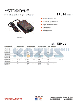 SPU24-107 datasheet - 24 Watt Desktop Switching Power Adapters