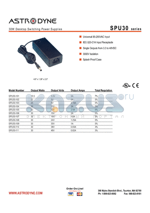 SPU30-102 datasheet - 30W Desktop Switching Power Supplies