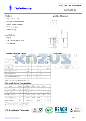 OSY5JA5471H datasheet - 5.0x4.1mm Oval Yellow LED