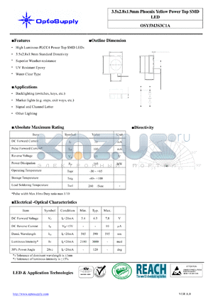 OSY5M3S3C1A datasheet - 3.5x2.8x1.9mm Phoenix Yellow Power Top SMD LED
