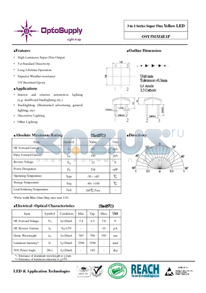 OSY5M3Z4E1P datasheet - 3 iin 1 Seriies Super Fllux Yellllow LED