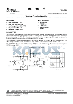 THS4304DR datasheet - Wideband Operational Amplifier