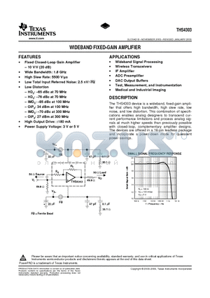 THS4303 datasheet - WIDEBAND FIXED-GAIN AMPLIFIER