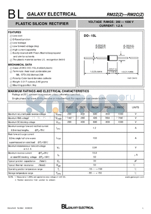 RM2 datasheet - PLASTIC SILICON RECTIFIER