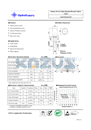 OSY5MA5111P datasheet - Deluxe Power 5mm Round Phoenix Yellow LED