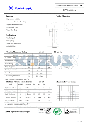 OSY5MA56A1A datasheet - 4.8mm Straw Phoenix Yellow LED