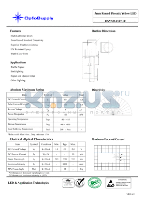 OSY5MA5C31C datasheet - 5mm Round Phoenix Yellow LED