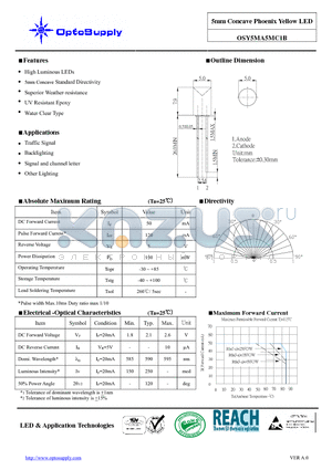 OSY5MA5MC1B datasheet - 5mm Concave Phoenix Yellow LED